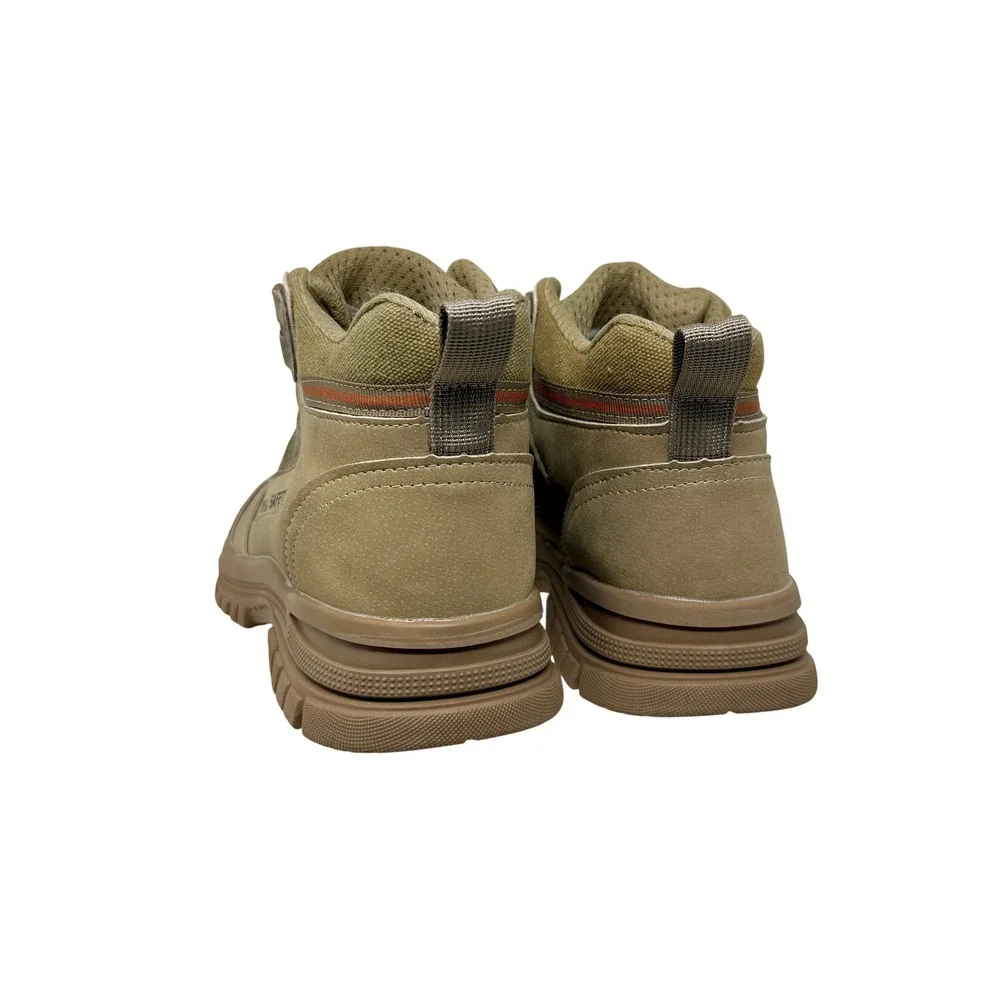 GUYISA Safety Tan Work Hiking Boots Mid Top Steel Toe GB21148-2020 Men's Sz 44